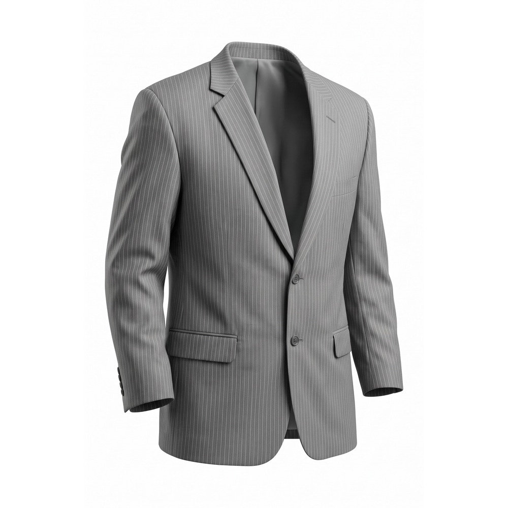 Versini Mens Grey Pinstripe Modern Fit Blazer Suit Jacket Wool Blend RN 121404